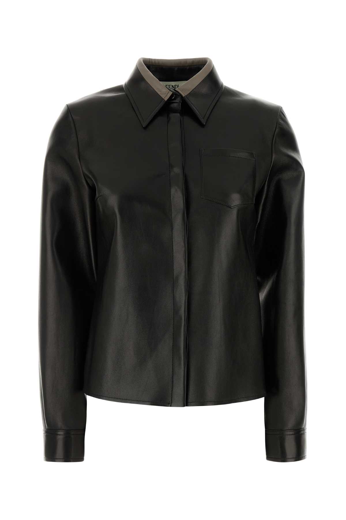 Fendi Black Nappa Leather Shirt
