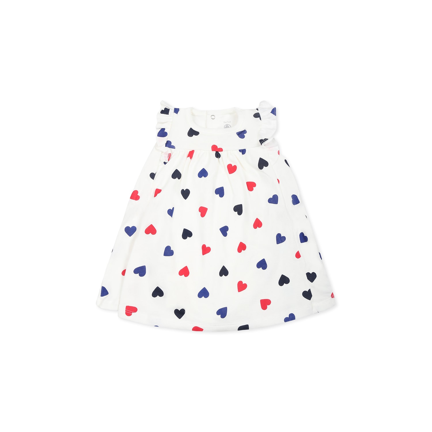 Petit Bateau White Dress For Baby Girl With Hearts