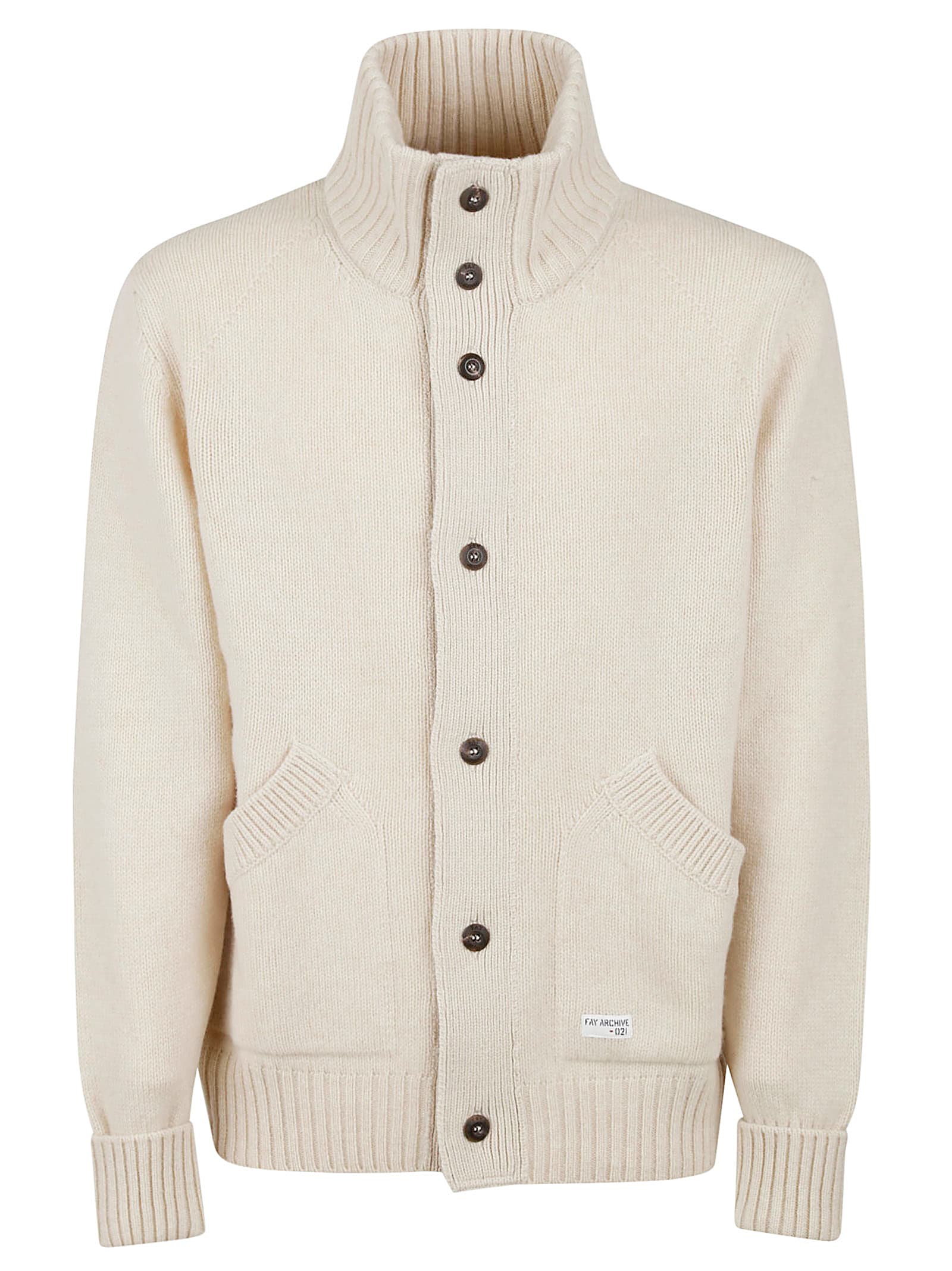 Fay High-neck Logo Patched Knit Jacket
