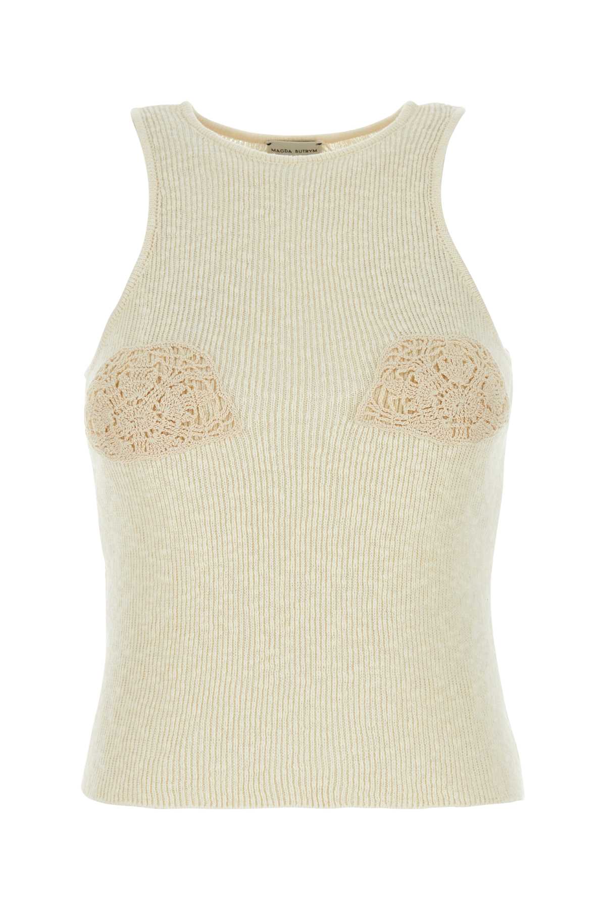 Magda Butrym Cream Linen Blend Tank Top