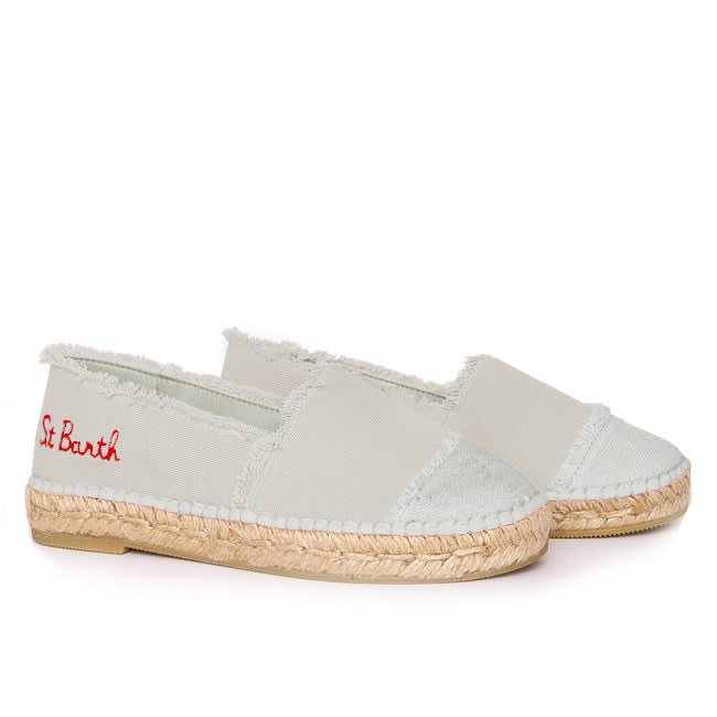 MC2 Saint Barth Beige Canvas Espadrillas With Embroidery