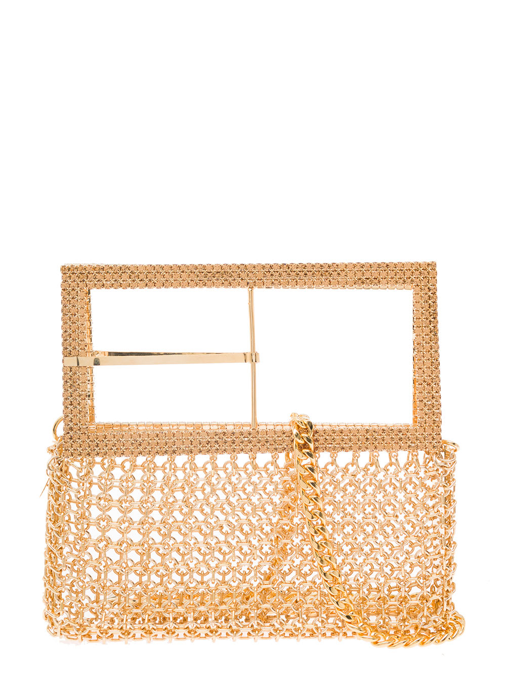 Silvia Gnecchi downtown Bag Gold-colored Shoulder Bag With Maxi Buckle In Metal Mesh Woman