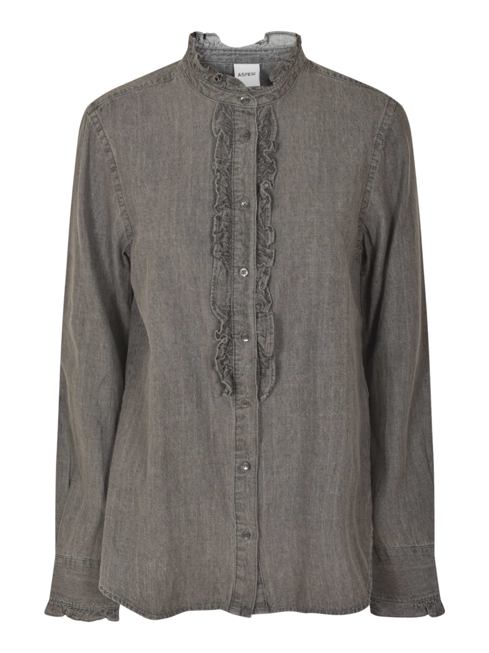 Aspesi Ruffle Detail Denim Shirt