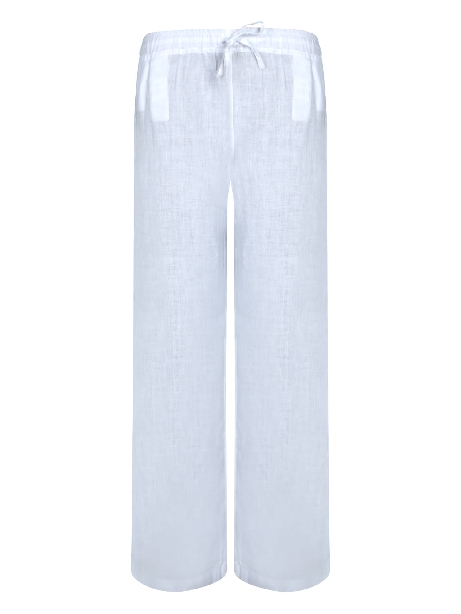 120% Lino White Linen Trousers