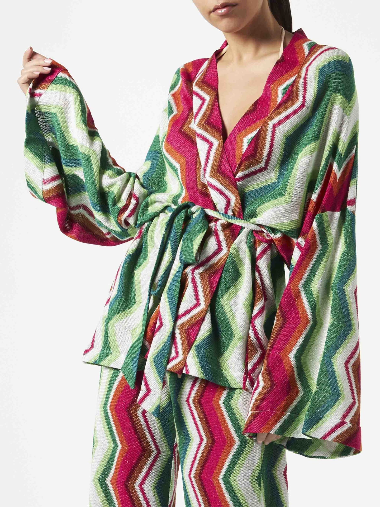 MC2 Saint Barth Chevron Knitted Kimono Cardigan