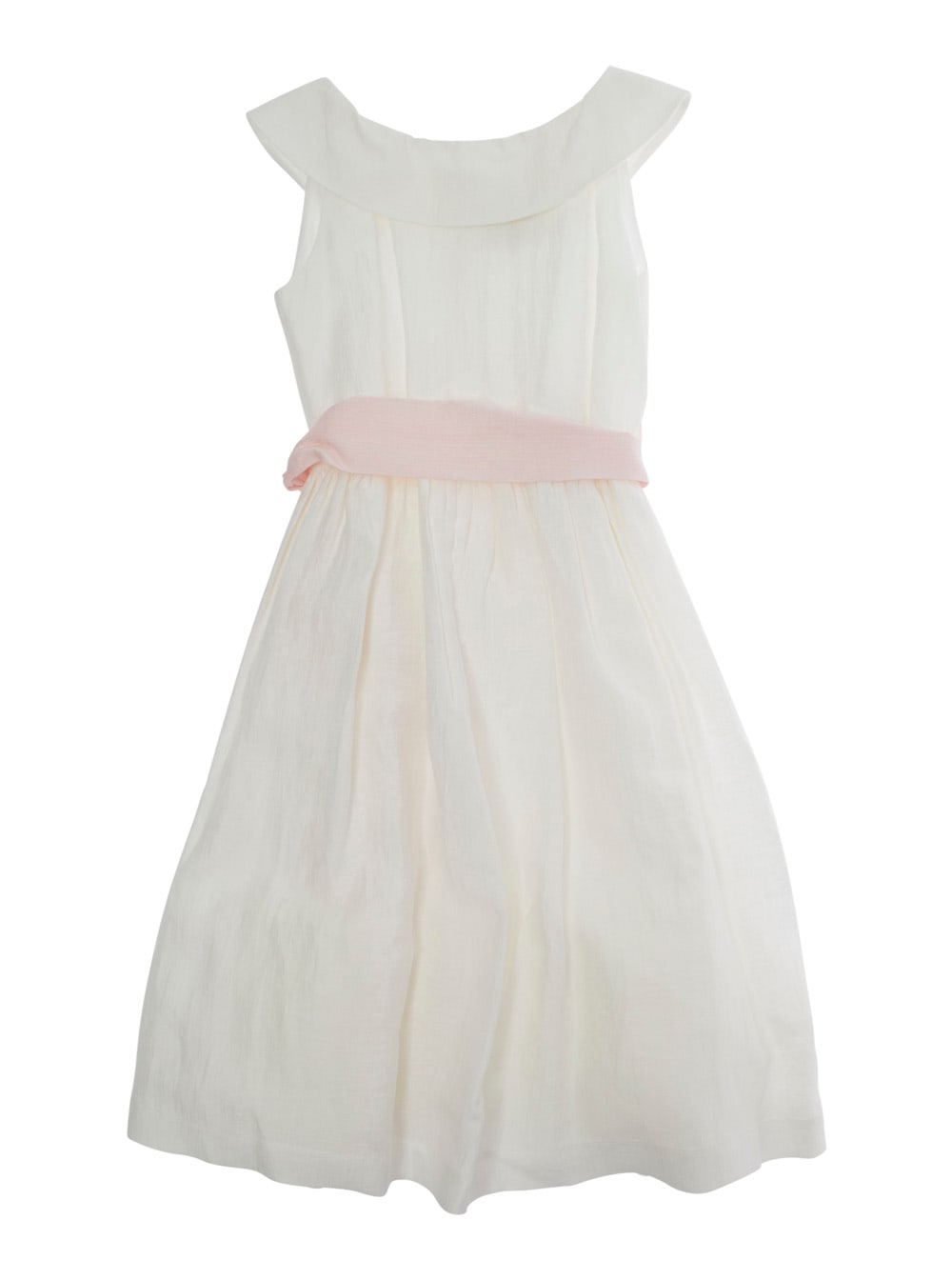 Il Gufo White Sleeveless Dress With Maxi Bow On The Rear In Linen Blend Girl