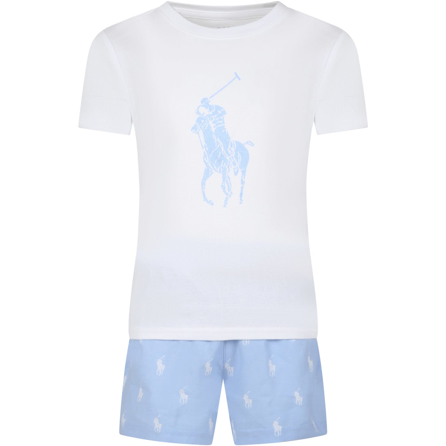 Ralph Lauren Light Blue Cotton Pajamas For Boy With Pony