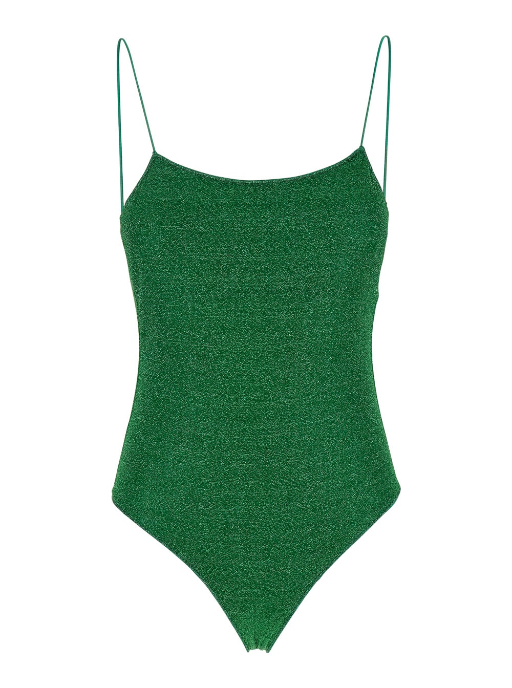 Oseree lumière Maillot Green Swimsuit With Open Back In Lurex Woman