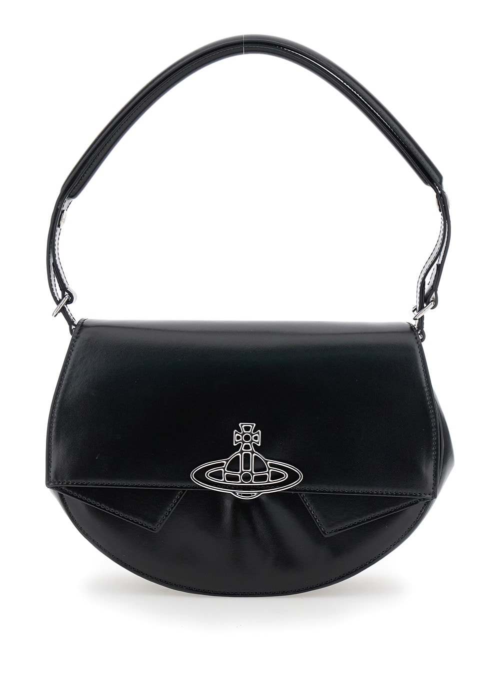 Vivienne Westwood sadie Black Shoulder Bag With Orb Logo Print In Leather Woman