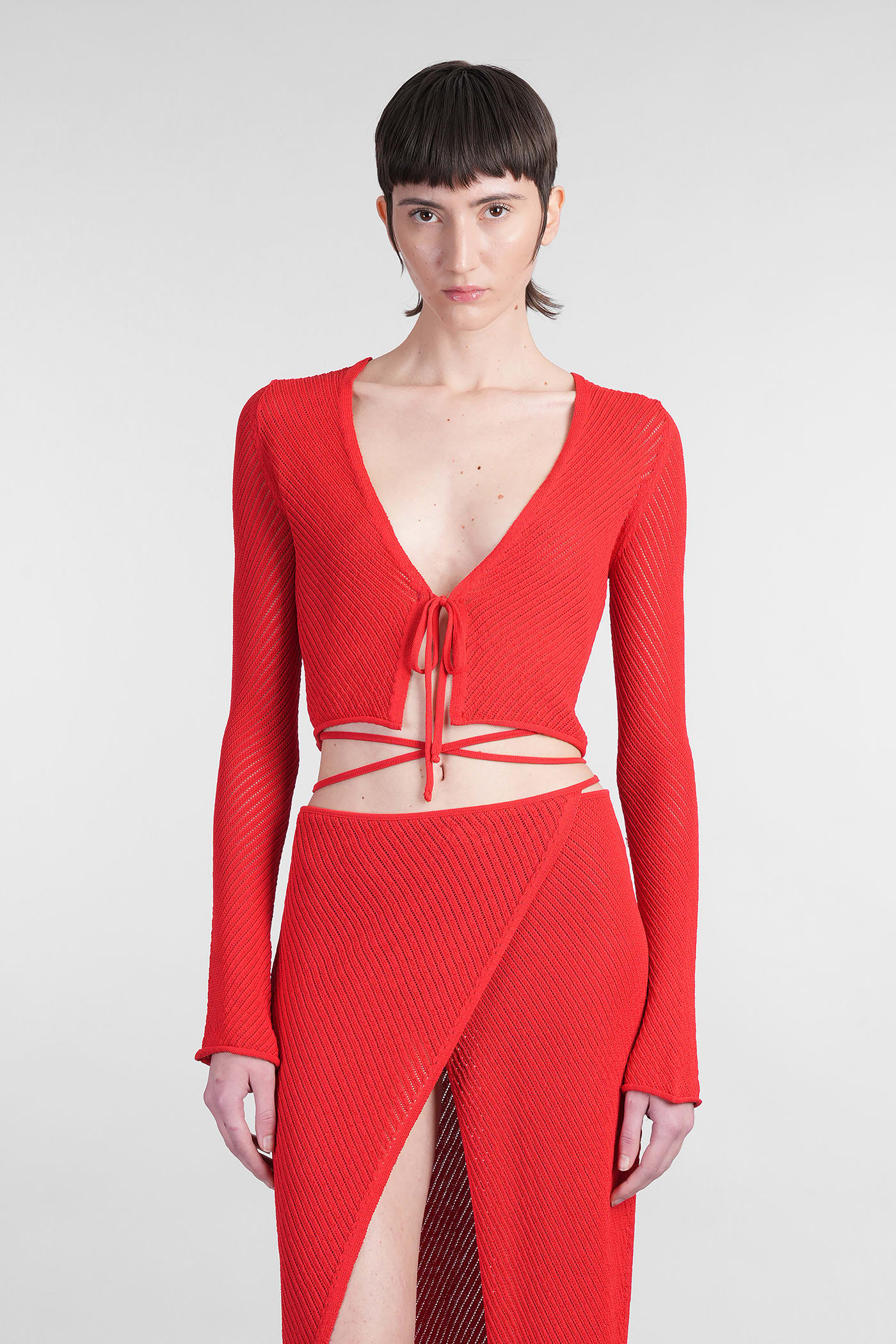 Laneus Cardigan In Red Viscose