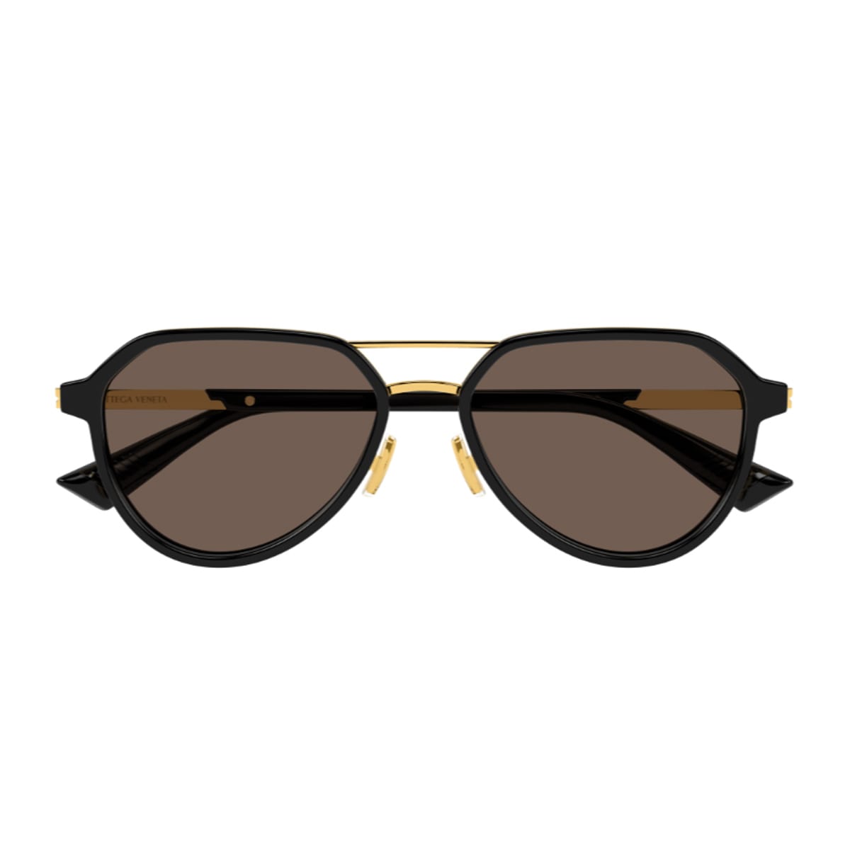 Bottega Veneta Eyewear Bottega Veneta Bv1373s Linea Ribbon 001 Black Gold Brown Sunglasses