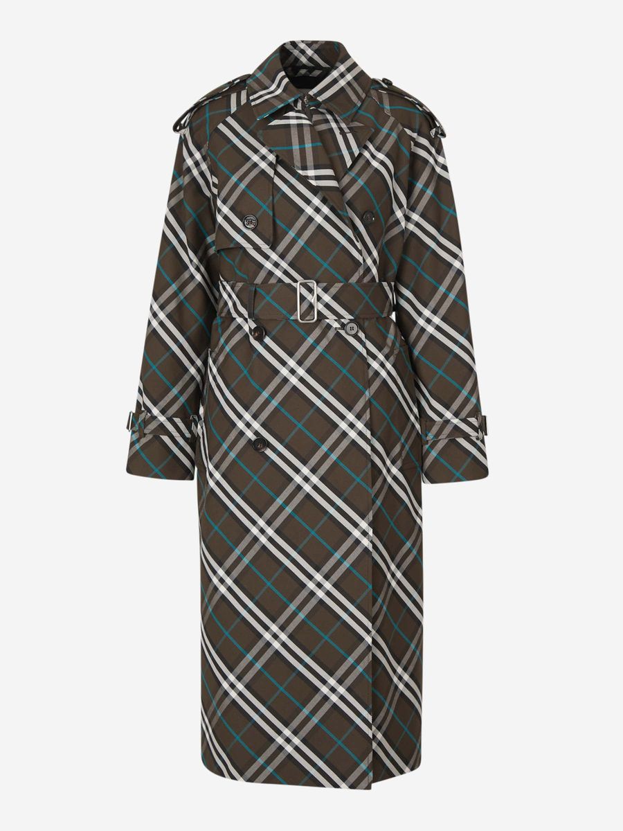 Burberry Checkered Motif Trench Coat