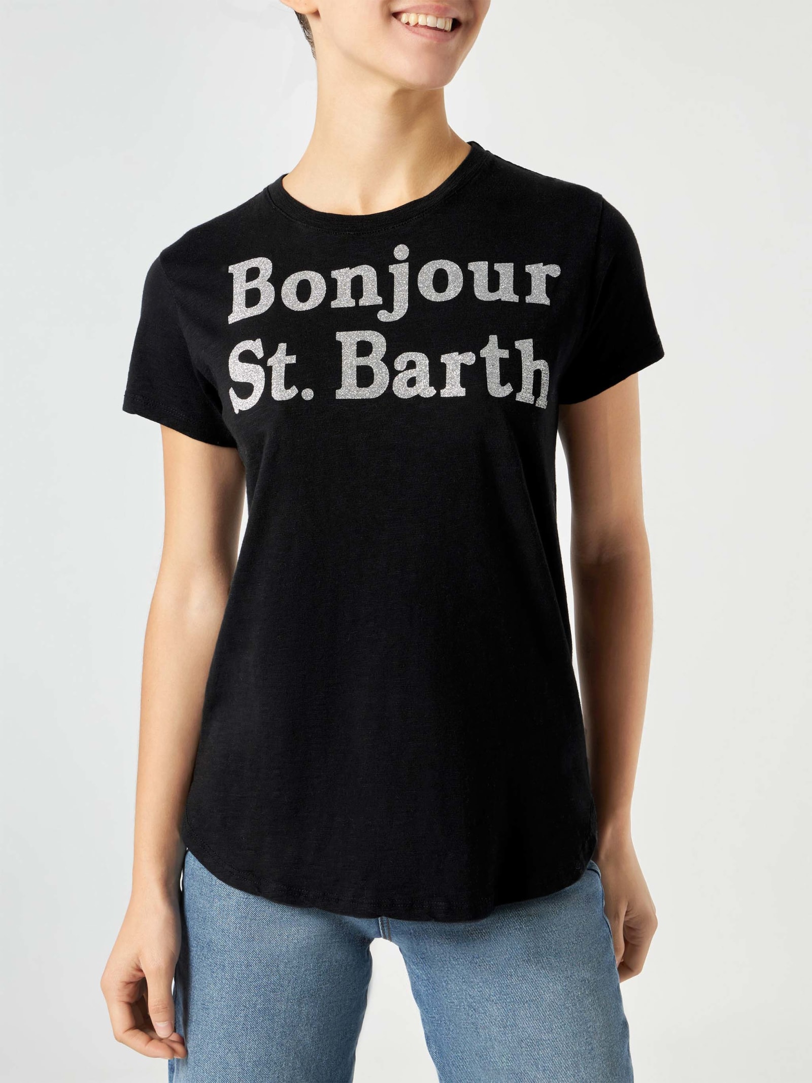 MC2 Saint Barth Woman T-shirt With Bonjour St. Barth Lettering