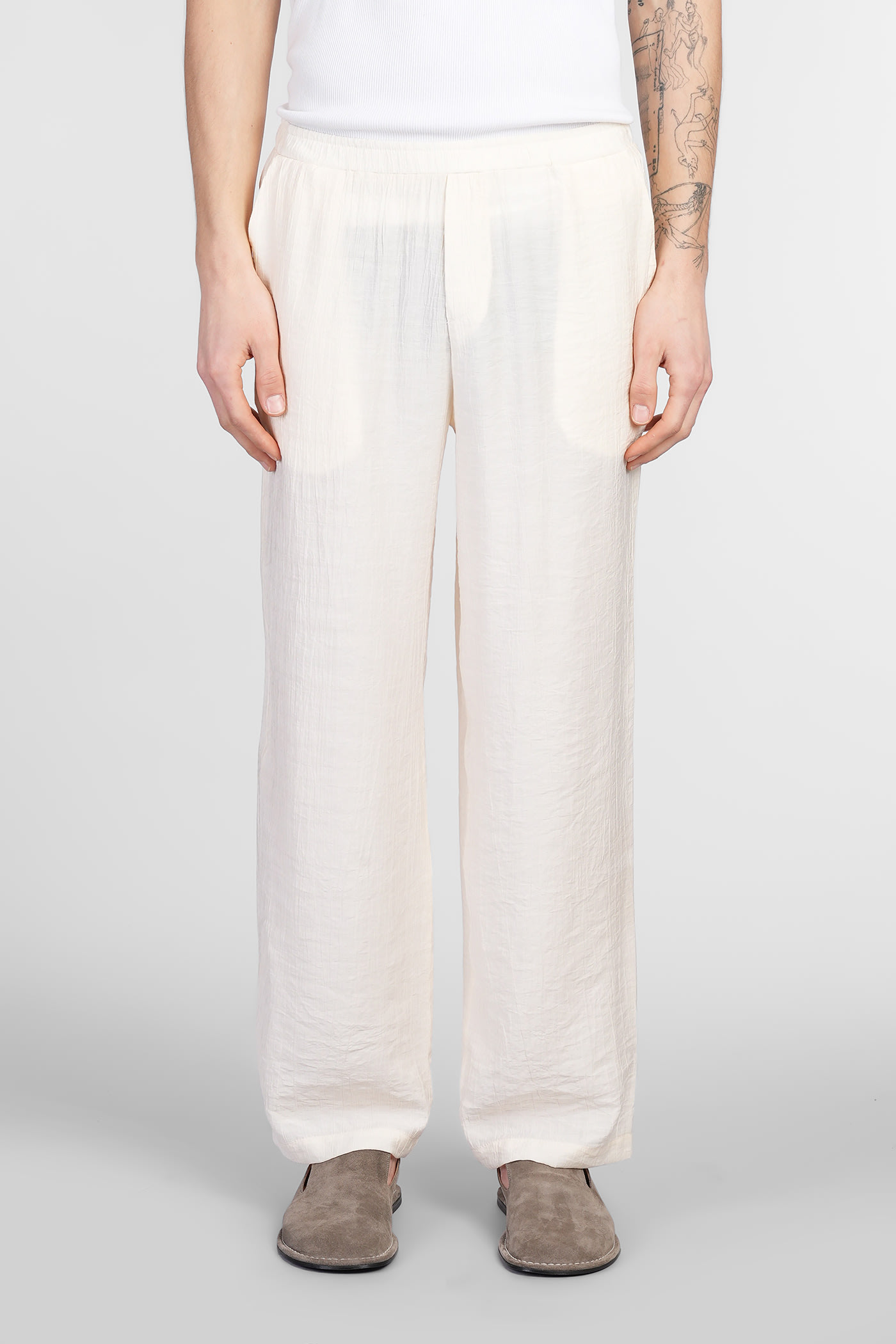 Family First Milano Pants In Beige Ramie