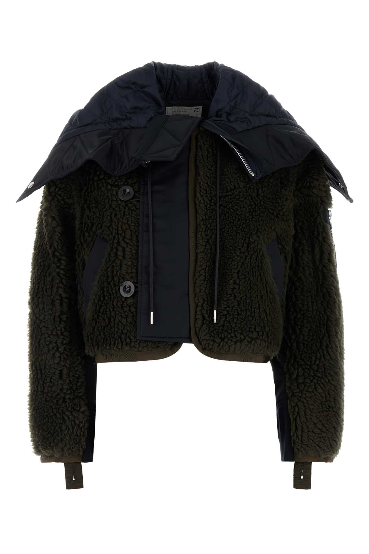 Sacai Two-tone Teddy And Nylon Bomber Jacket