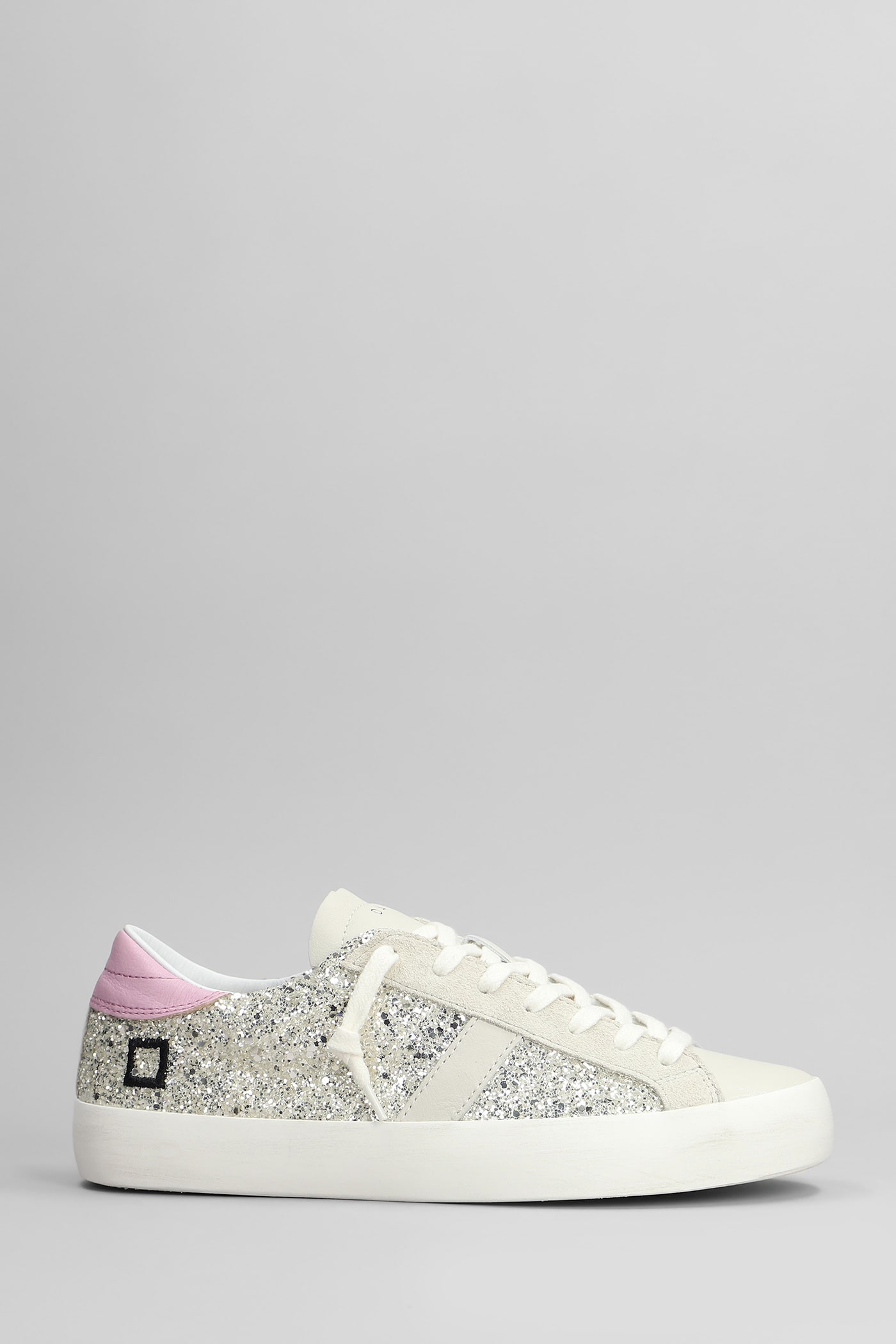 D. A.T. E. Hill Low Sneakers In Platinum Glitter
