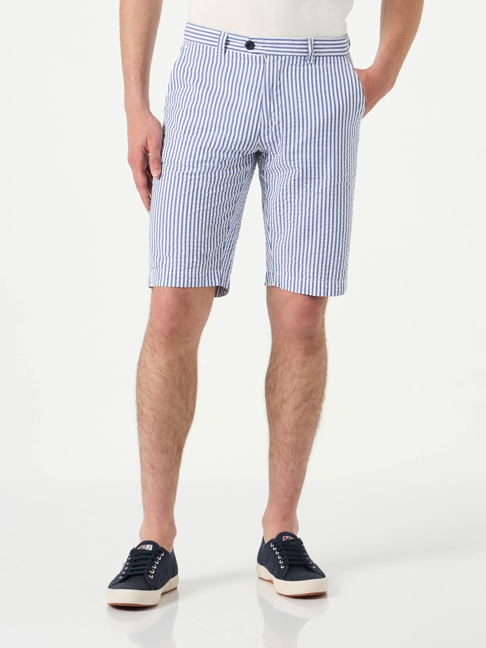 MC2 Saint Barth Blue Striped Bermuda Shorts
