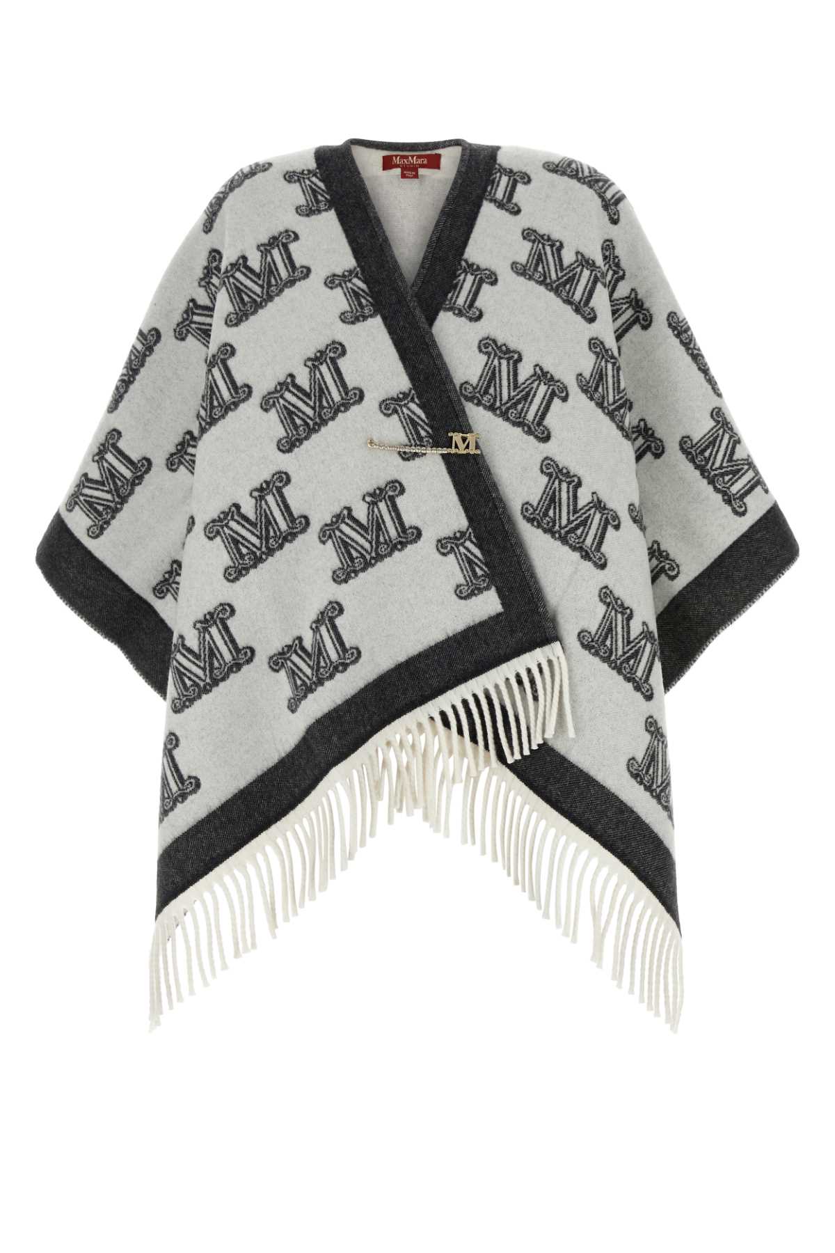 Max Mara Studio Embroidered Wool Frinestd Cape