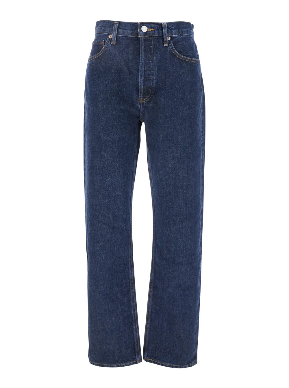AGOLDE Blue Jeans With Belt Loops And Logo Patch On The Rear In Denim Woman