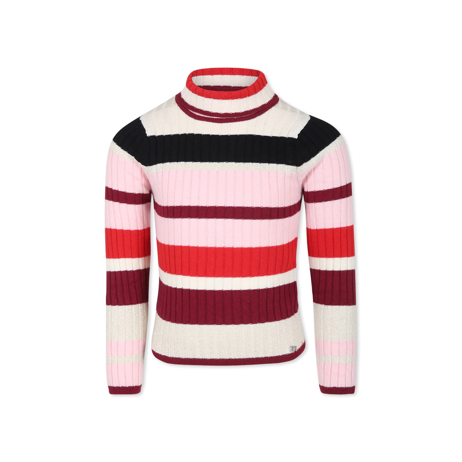Rykiel Enfant Multicolor Turtleneck For Girl With Logo