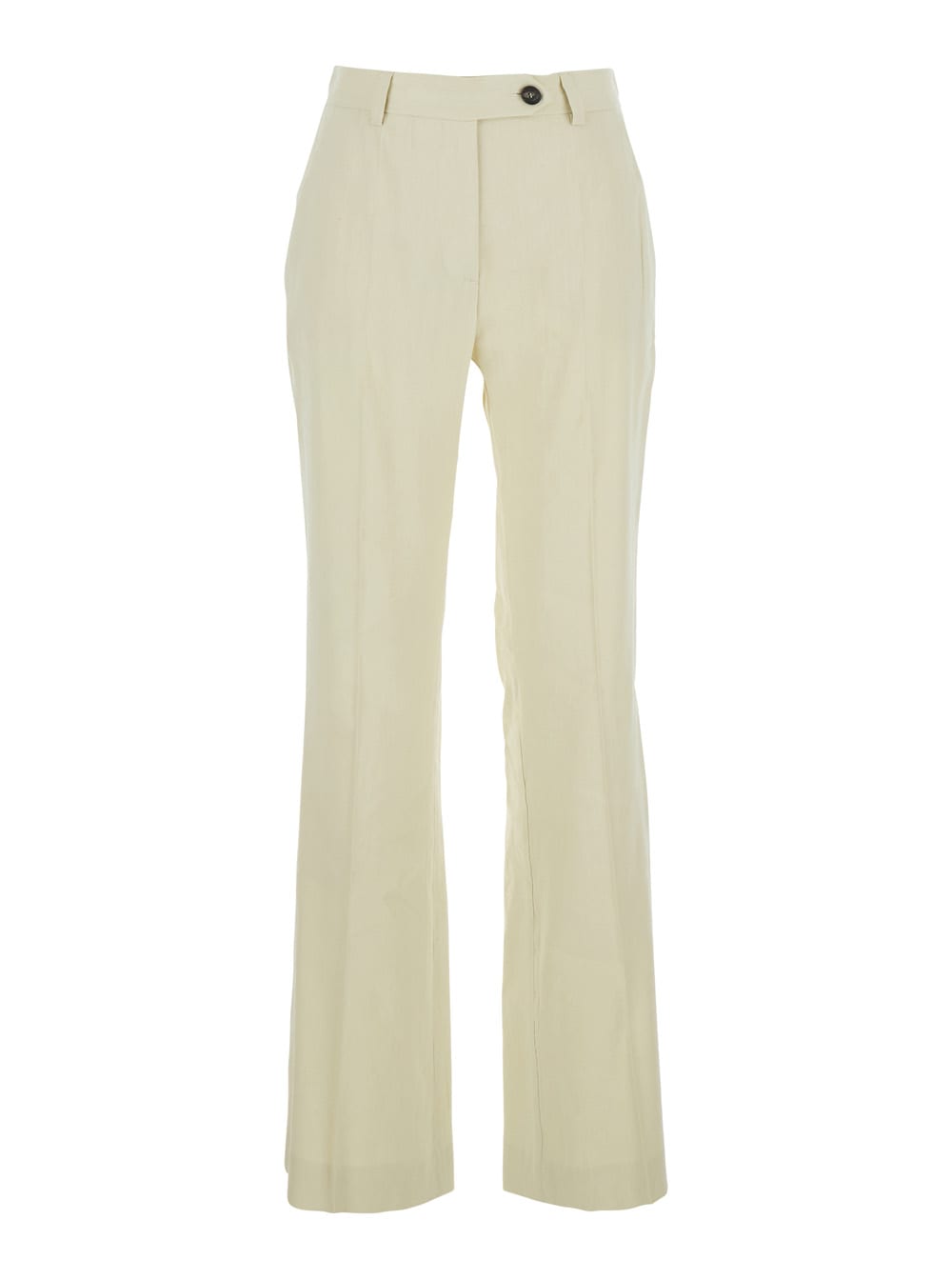 Tela White Pants With Belt Loops In Linen And Viscose Blend Woman
