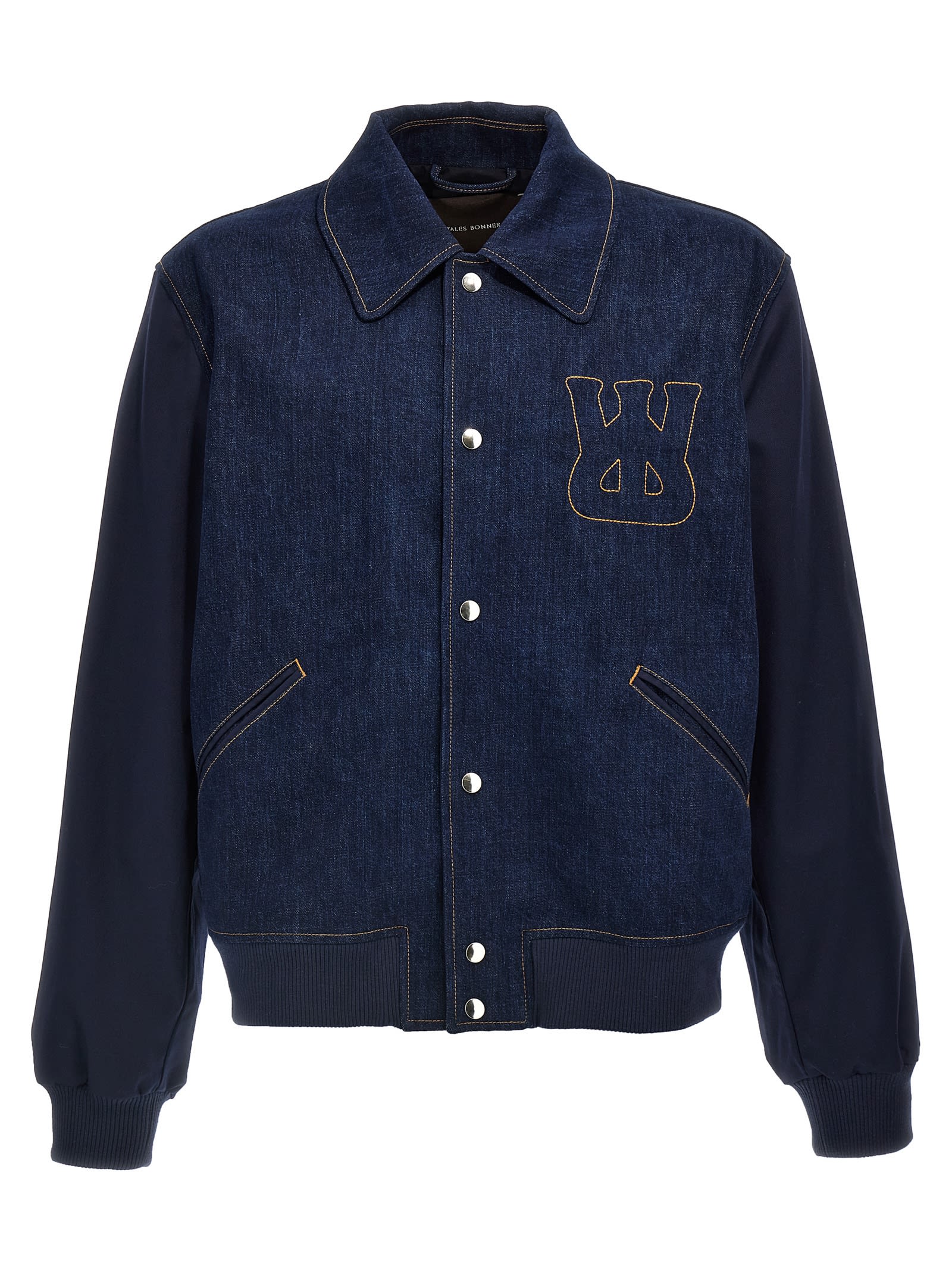 Wales Bonner the Echo Denim Varsity Jacket