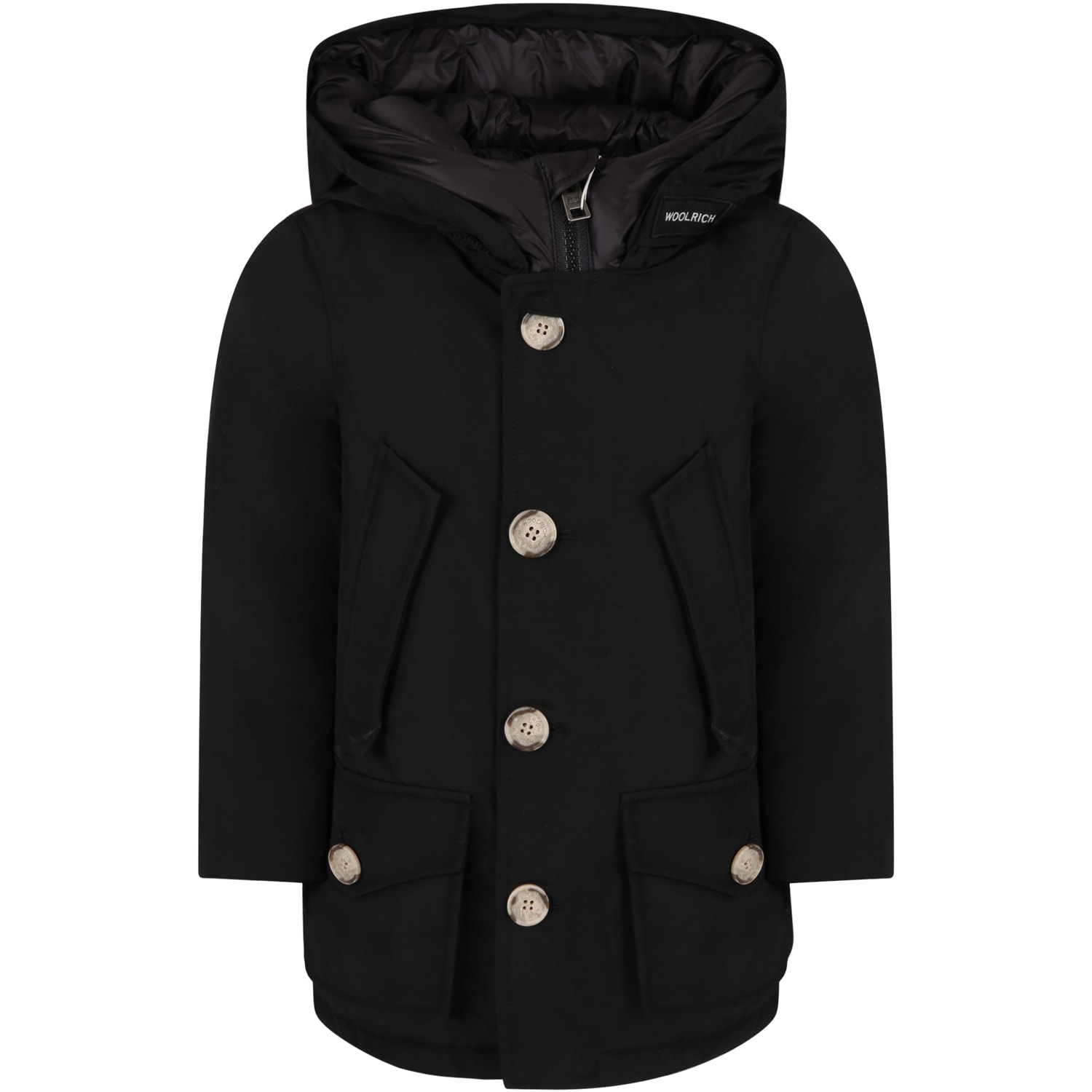 Woolrich Black Jacket For Boy With Logo
