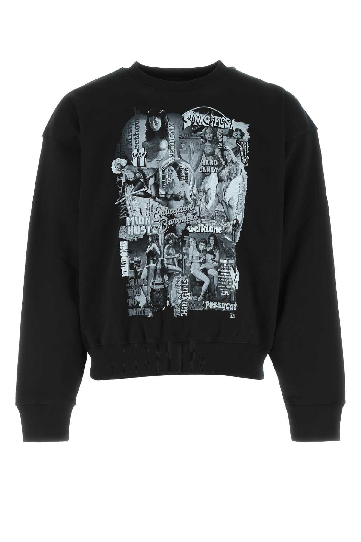 WE11 DONE Black Cotton Oversize Sweatshirt