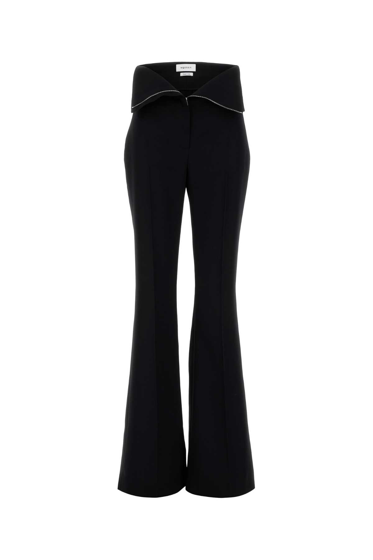 Alexander McQueen Black Flared Pants With Foldover Waist