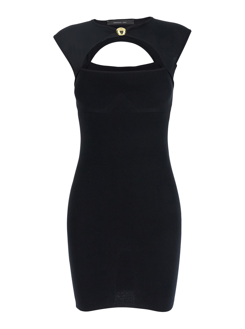 Federica Tosi Black Dress With Jewel Detail On The Front In Viscose Blend Woman