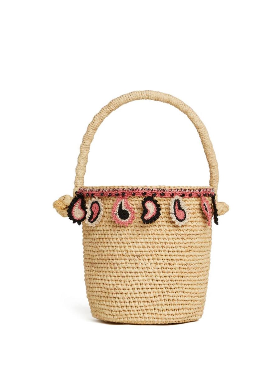 Alanui Paisley Raffia Bucket Bag