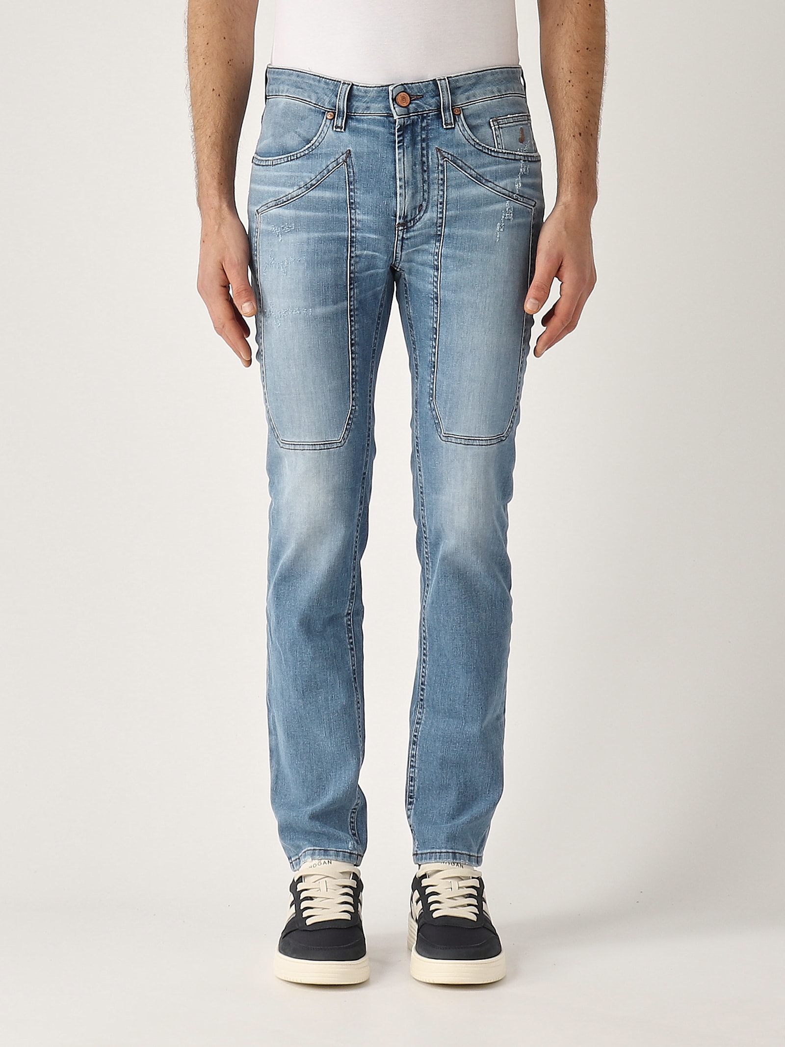 Jeckerson James 5 Tasche Con Toppa Skinny Fit Con Rotture Tri Blend Comfort Oz 8 3/4 Jeans