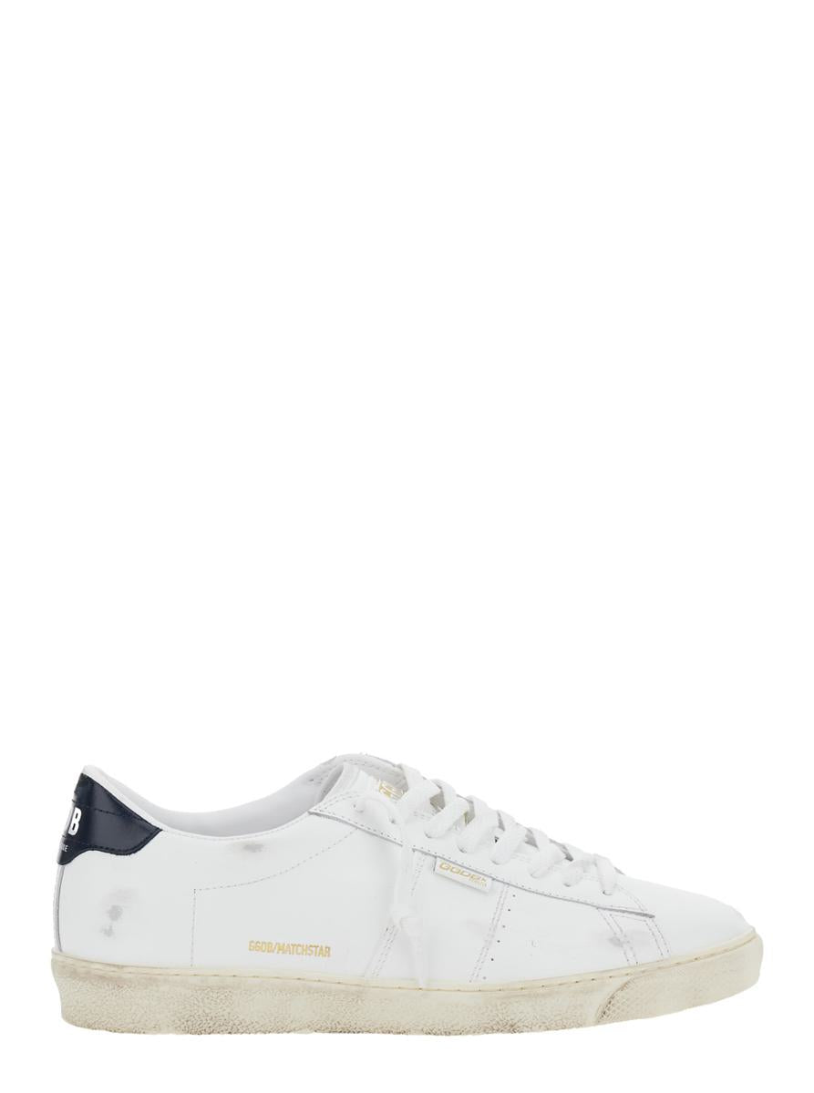 'Matchstar' White Low Top Sneakers With Logo Patch On The Tongue And Contrasting Heel With Logo In Leather Man
