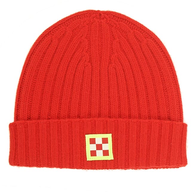 MC2 Saint Barth Cashmere Blend Red Hat With Check Patch