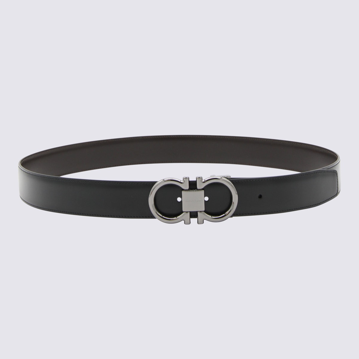 Ferragamo Black Leather Gancini Belt