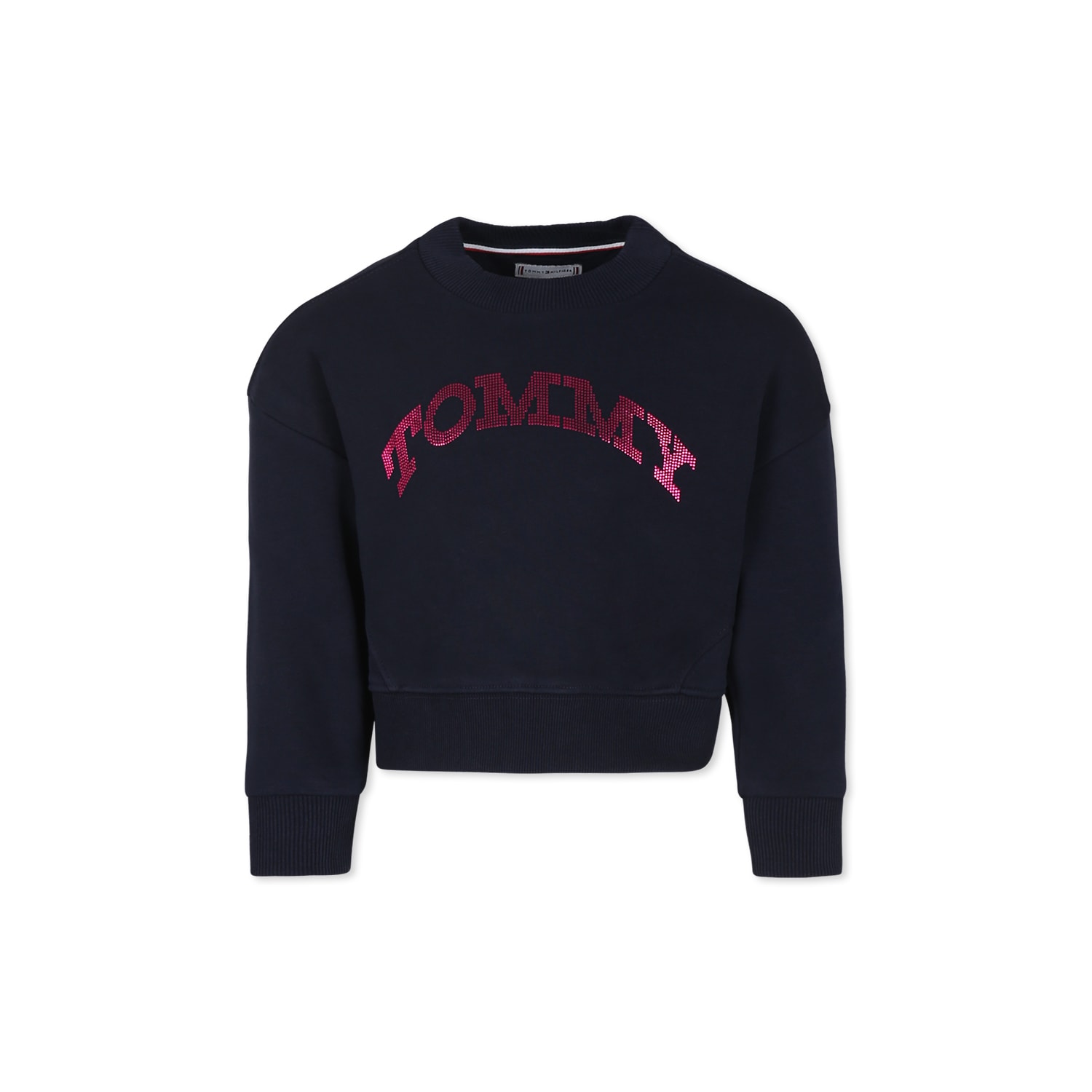 Tommy Hilfiger Blue Crop Sweatshirt For Girl With Logo