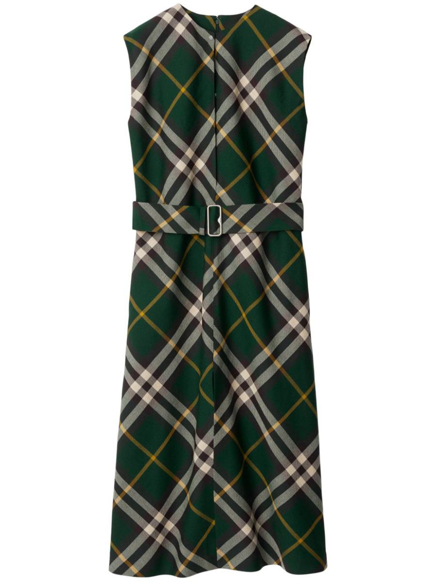 Burberry 格纹图案羊毛中长款连衣裙