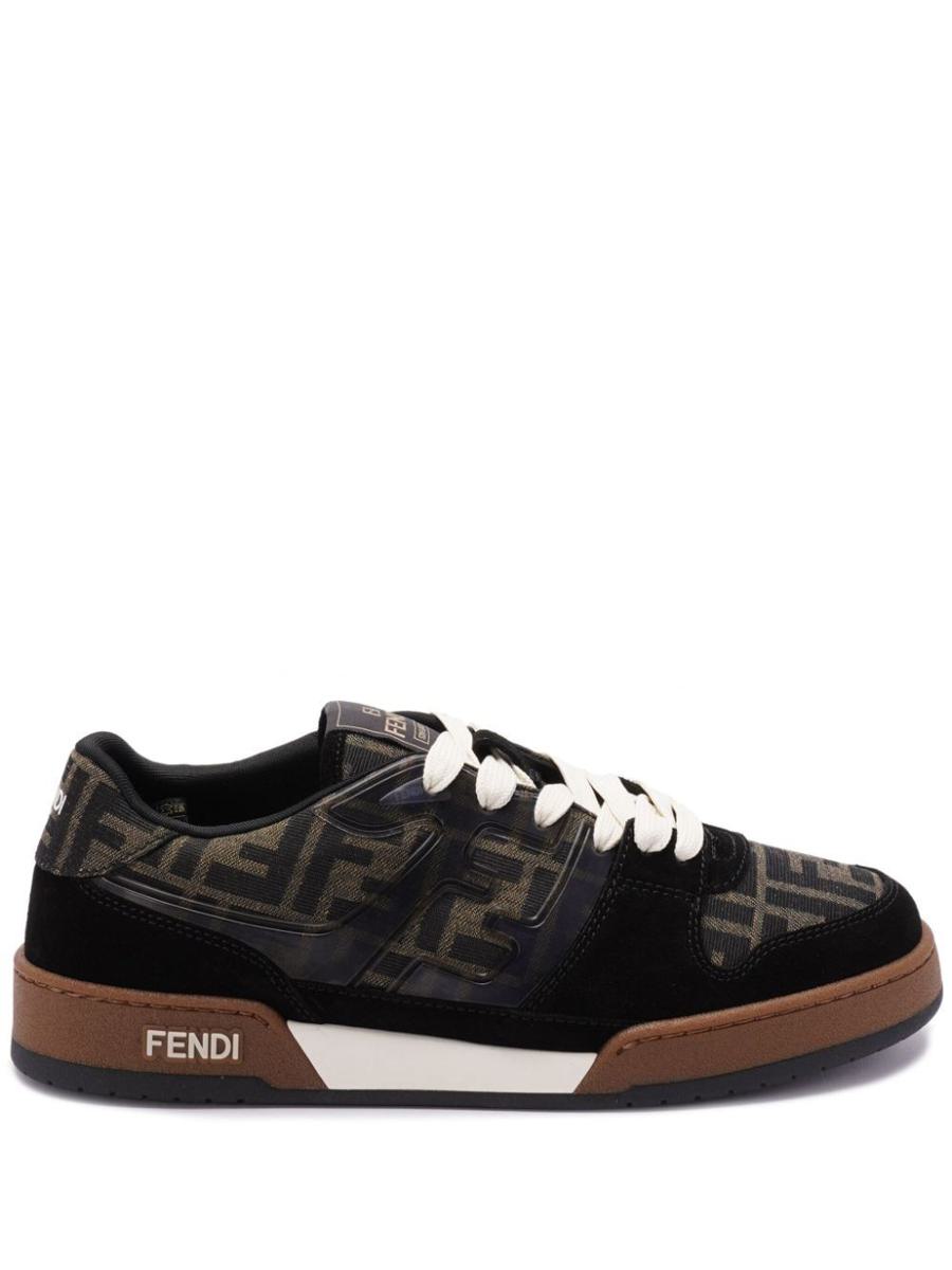 Fendi Ff Jacquard And Suede Match Sneakers Shoes