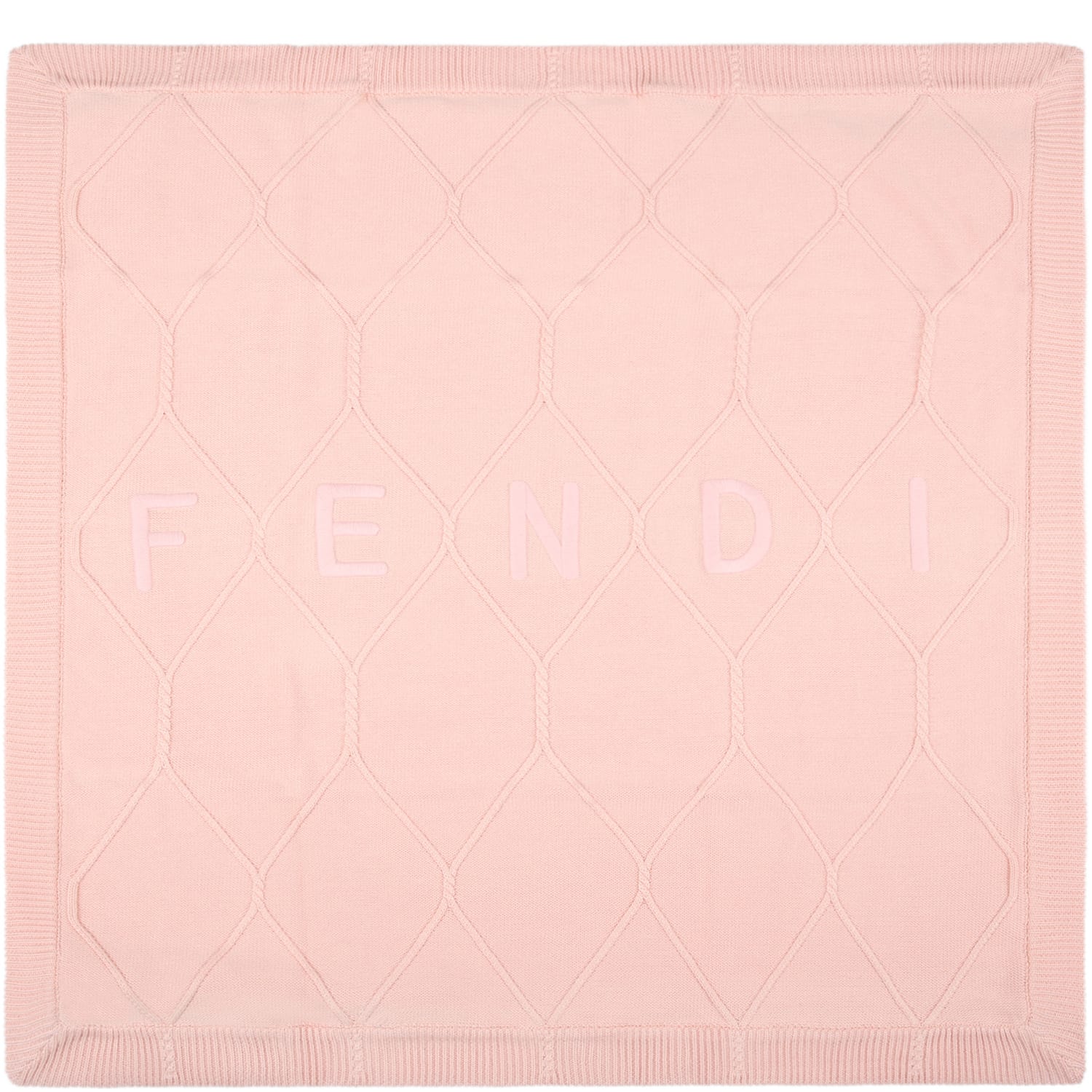 Fendi Pink Blanket For Baby Girl With Logo
