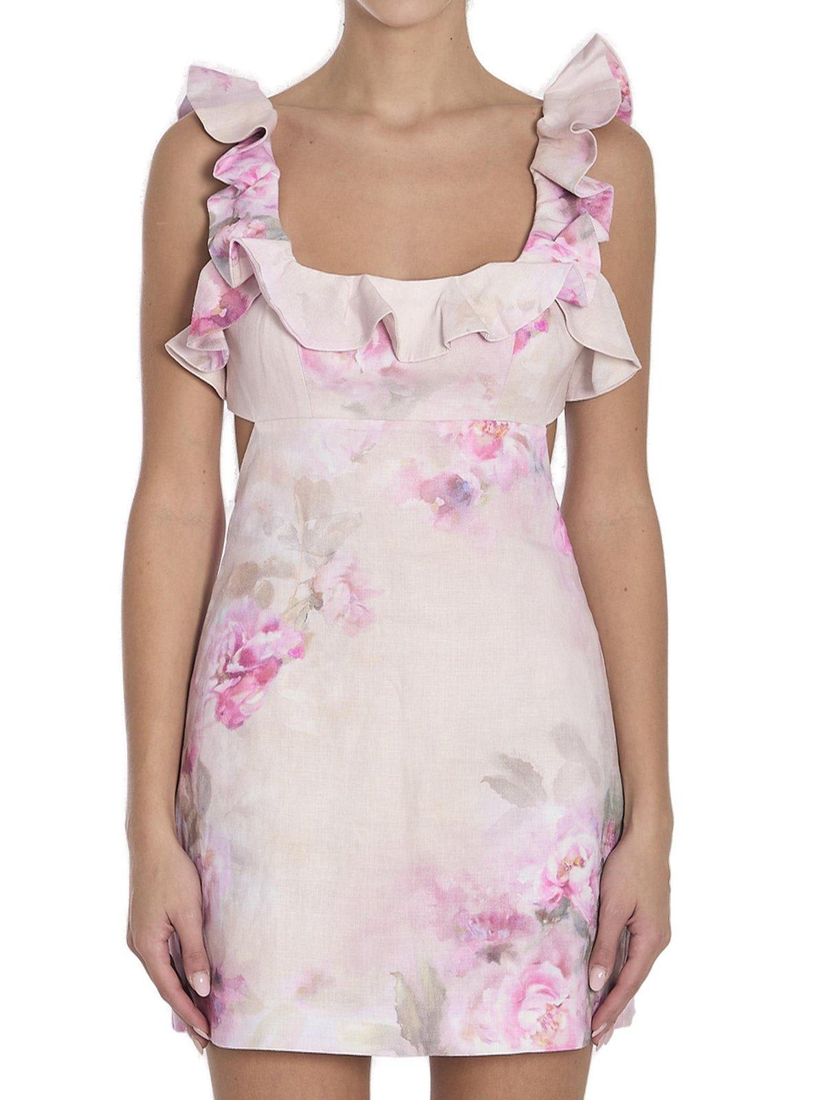 Zimmermann Crush Frill Floral Printed Mini Dress