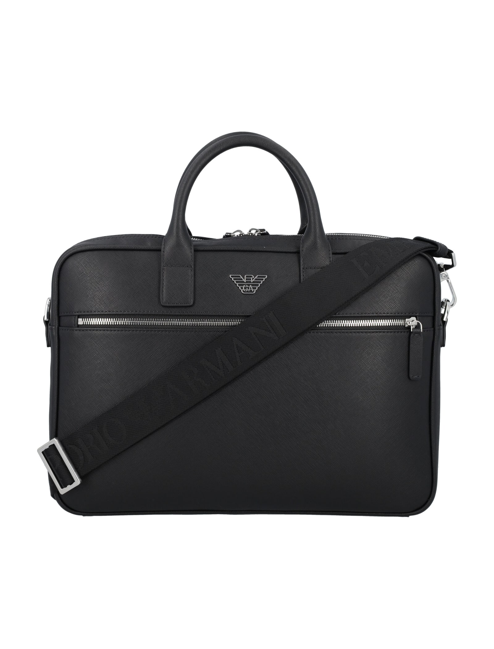 Emporio Armani Logo Plaque Zipped Laptop Case