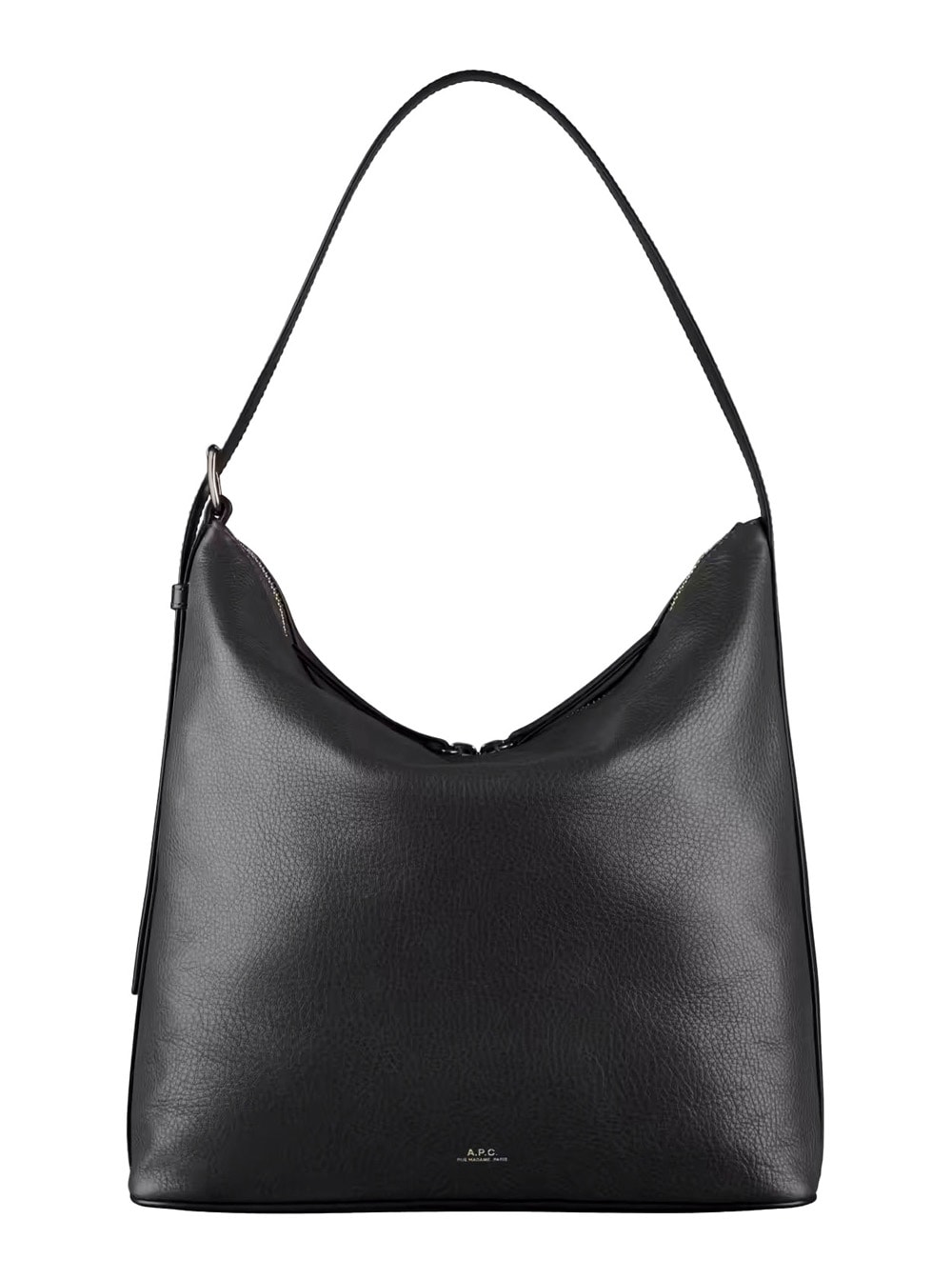 A. P.C. vera Black Shoulder Bag With Embossed Logo Lettering On The Front And Adjustable Shoulder Strap In Leather Woman