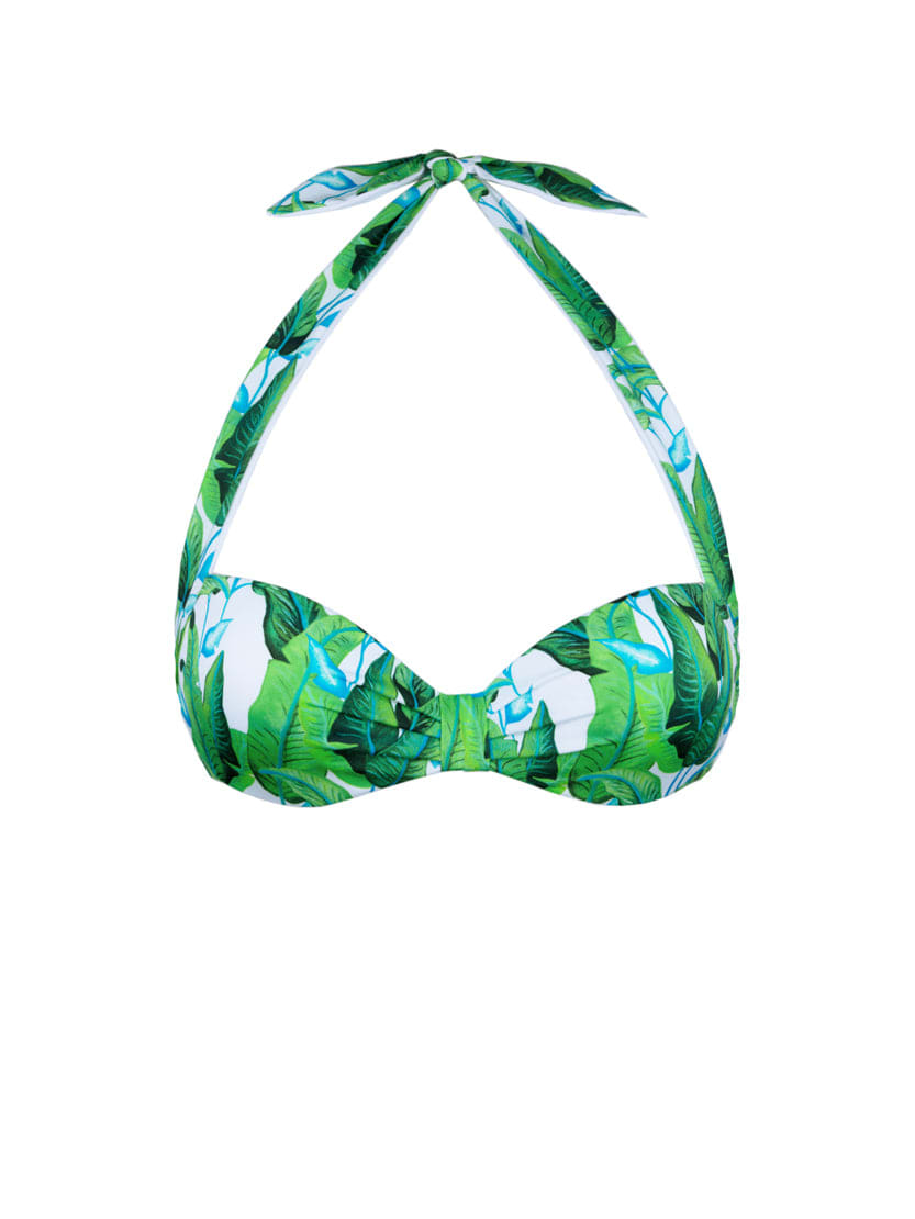 MC2 Saint Barth Tropical Green Leaves Print Bralette Top