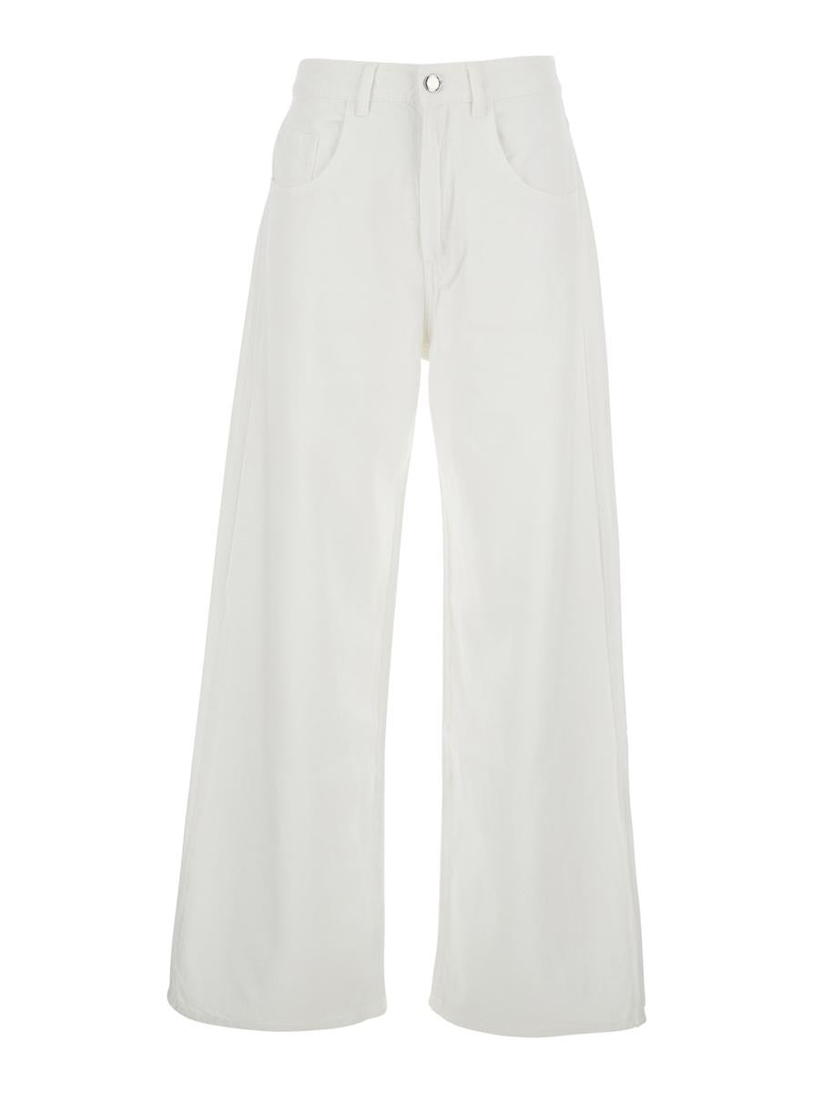 'Poppy' White Jeans With Medium Rise And Logo Patch On The Rear In Denim Woman