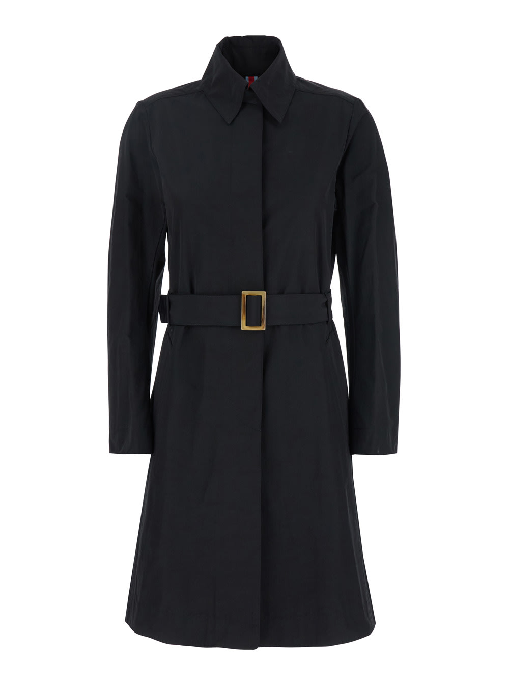 Merci Black Trench Coat With Classic Collar And Adjustable Belt In Fabric Woman