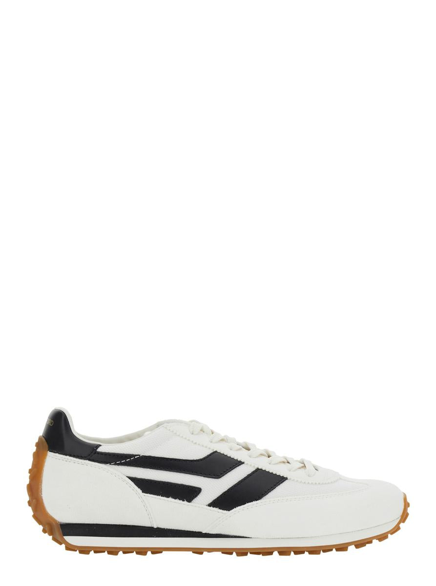 'Mick' White Sneakers With Logo Patch On The Tongue And Cotrasting Heel With Logo In Leather Man