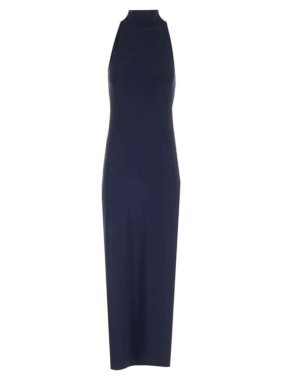 Norma Kamali Halter Turtle Side Slit Gown