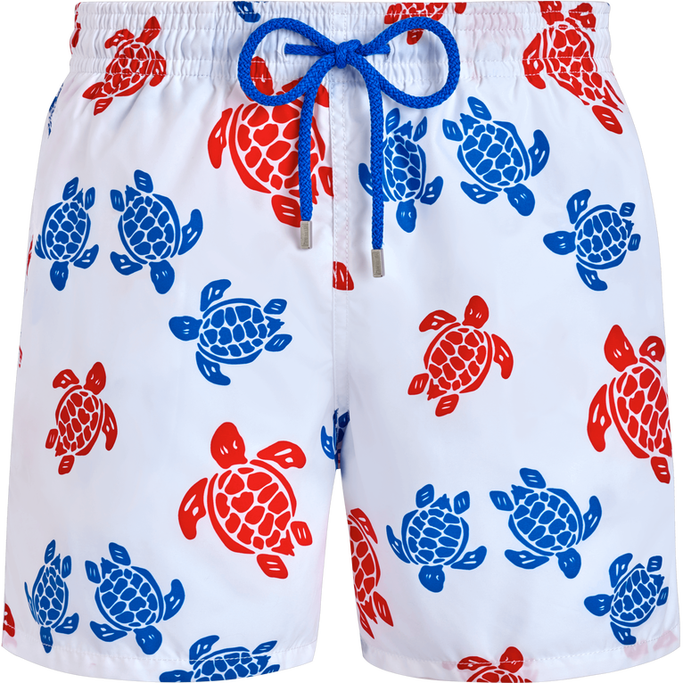 Vilebrequin Men Swim Shorts Tortues Multicolores - Moorea - White - Size S