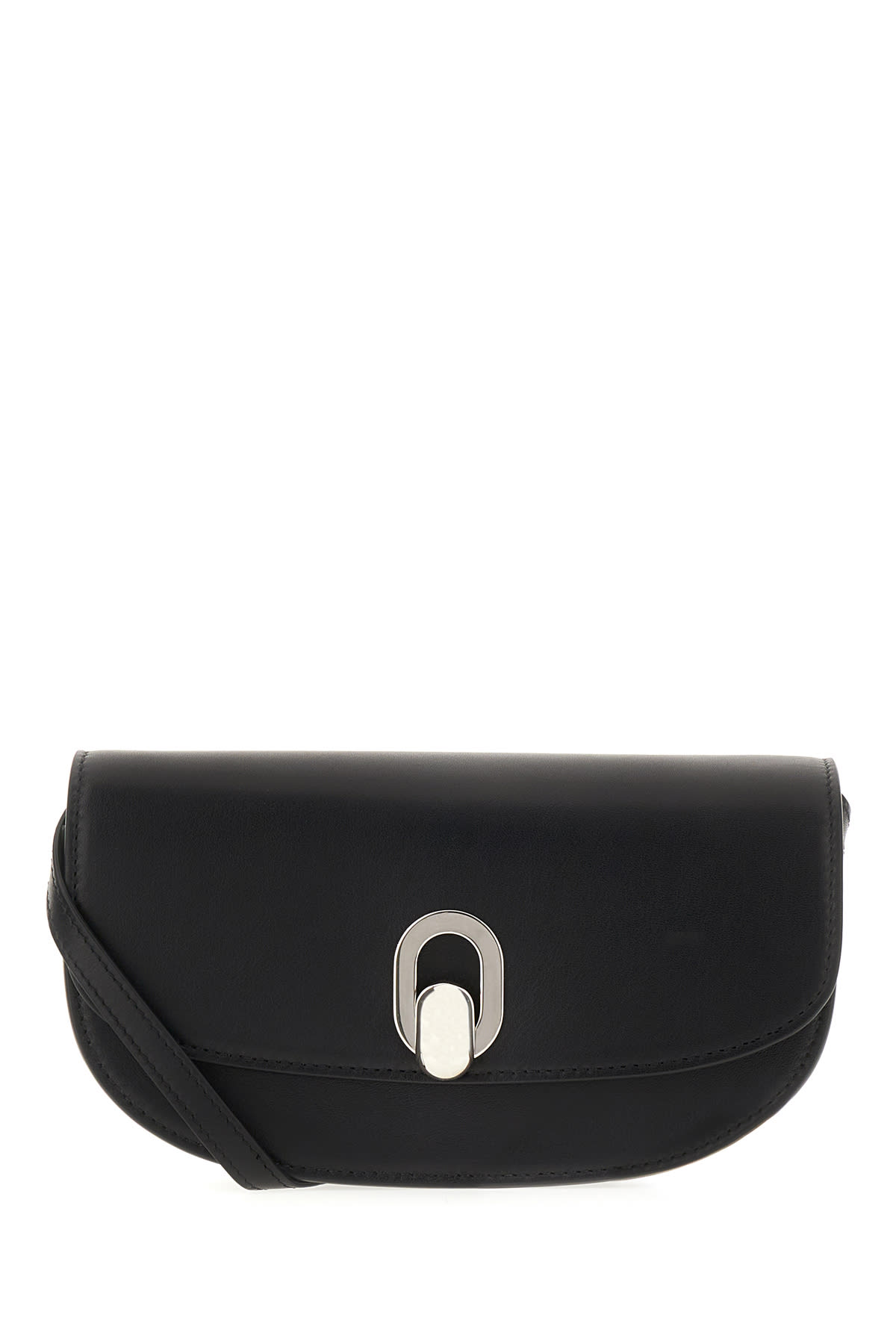 Savette Black Leather Tondo Crescent Crossbody Bag
