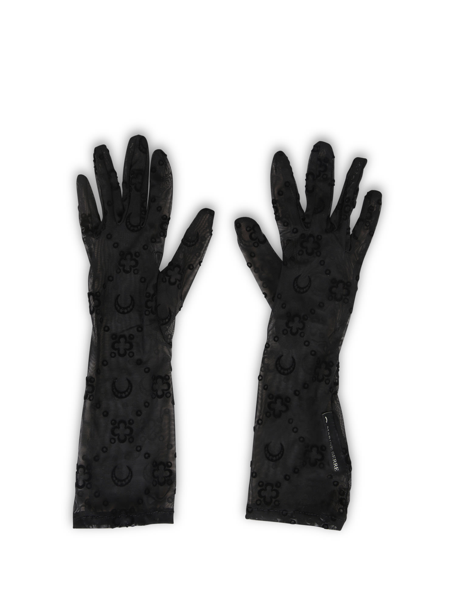 Marine Serre Black Monogram Mesh Gloves